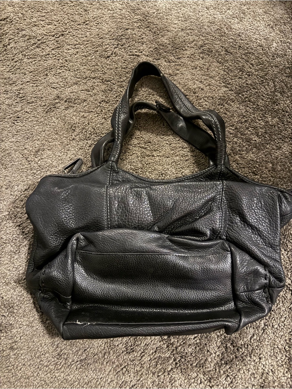 The Sak Black Leather Tote - Pebbled Double-Handle Shoulder Bag - Picture 2 of 7